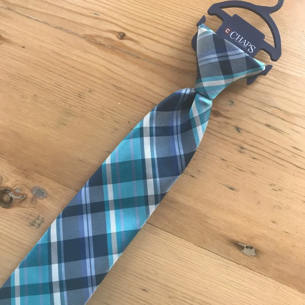 Chaps NWOT Boys clip on teal blue tie